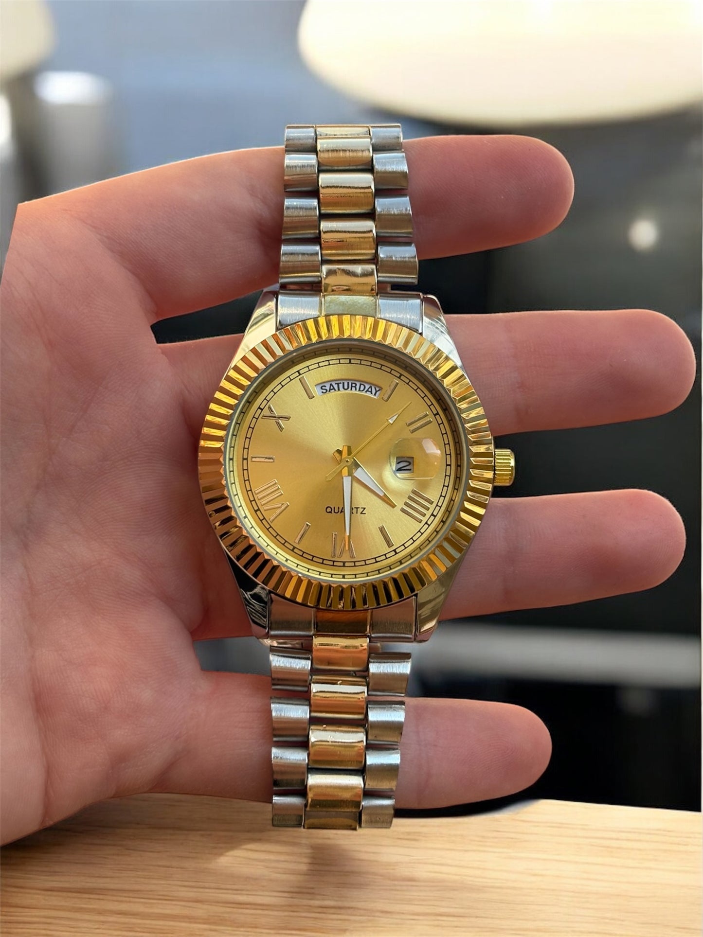 Roma rakamlı Çelik Kordon Erkek Saat