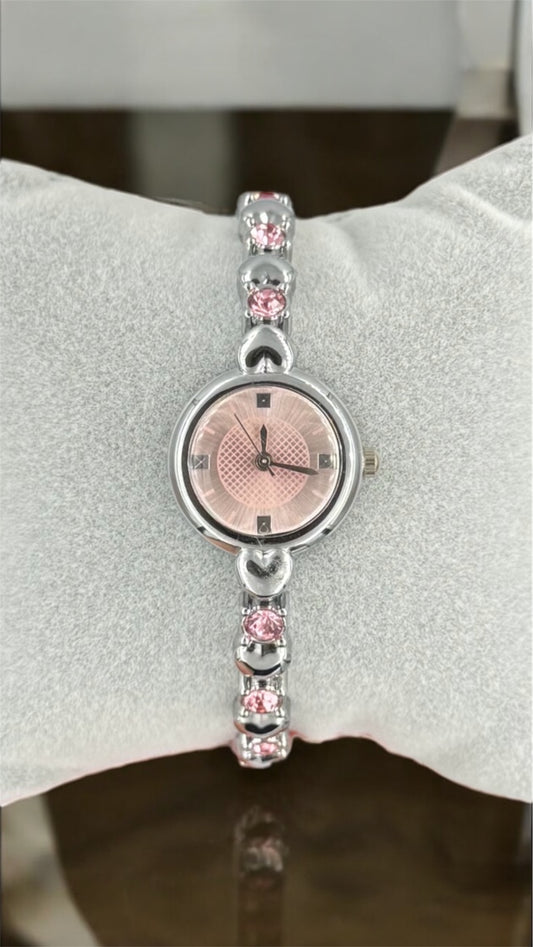 Kalp Tasarım Taşlı Coquette Saat