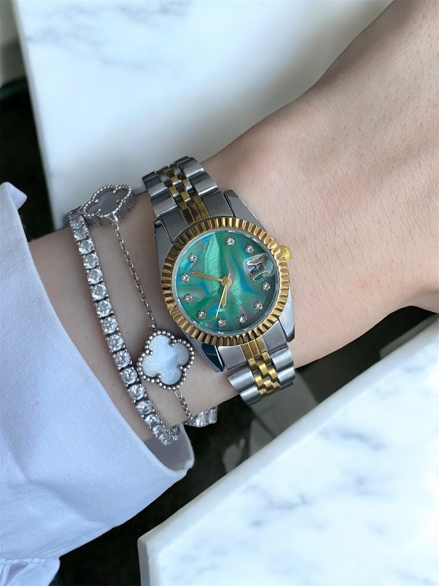 Sedefli Kadran Mini Çelik Kordon Kadın Saat