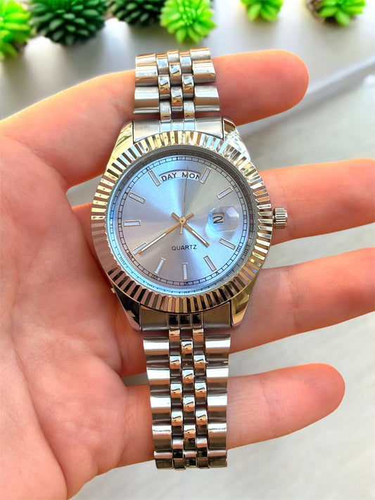 Çizgili Model Çelik Kordon Erkek Saat