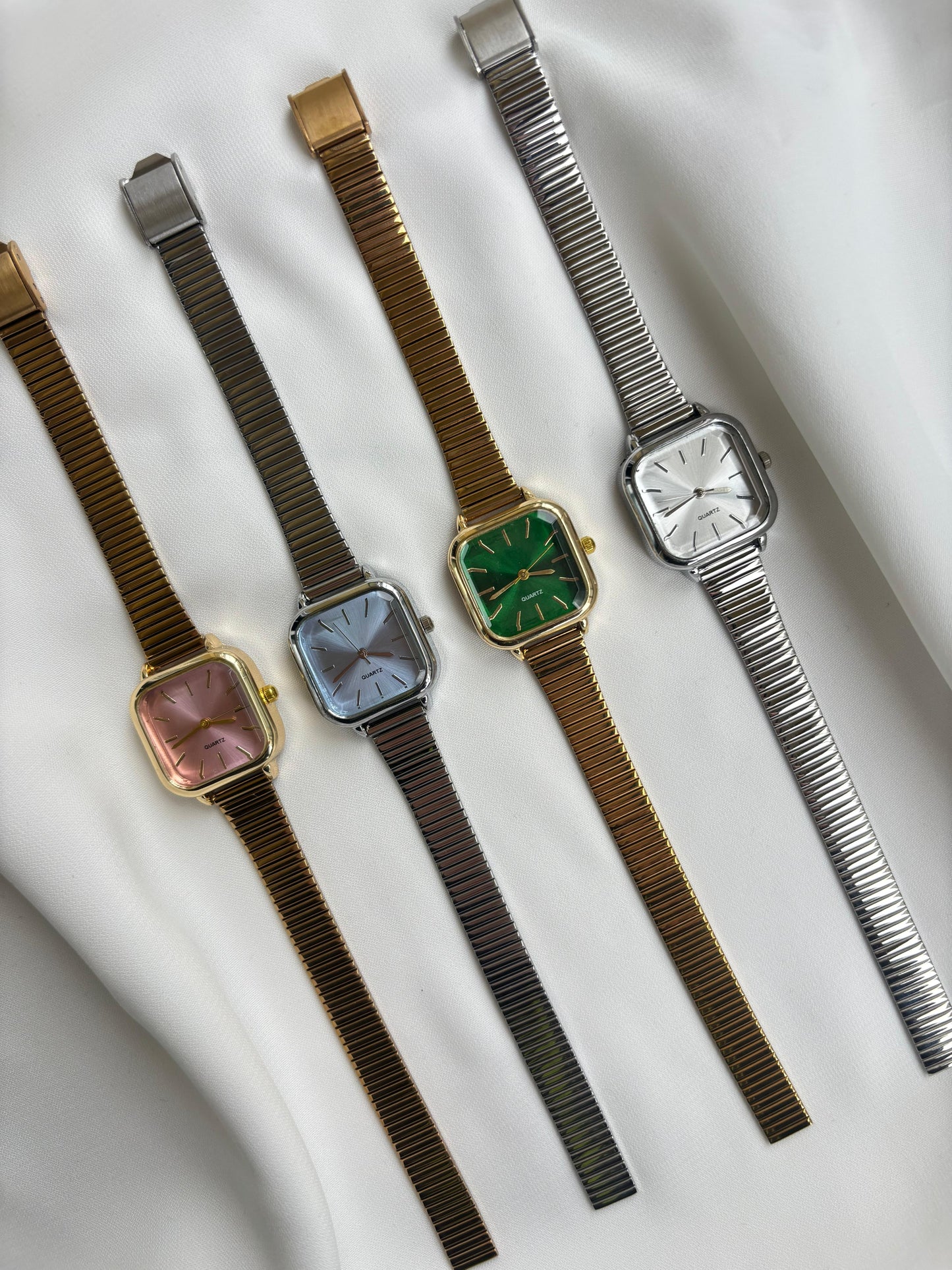 Vintage Kare Kasa Yeni Çelik Kordon Kadın Saat