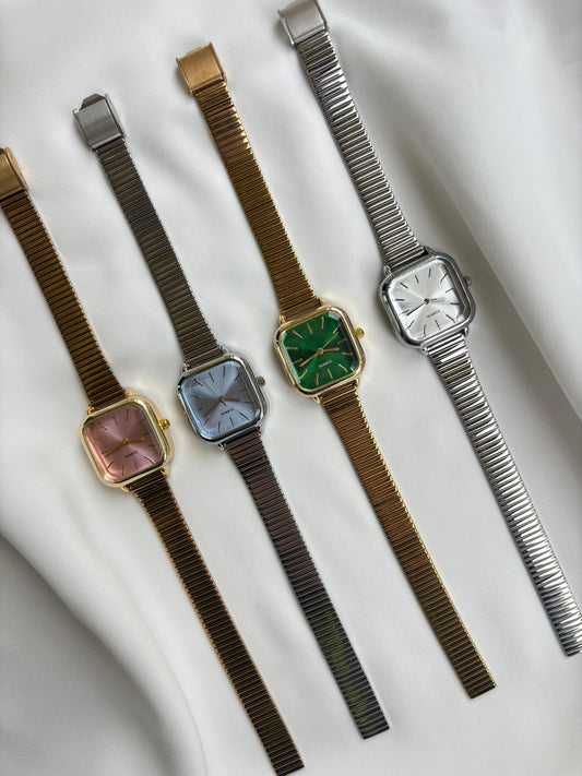 Vintage Kare Kasa Yeni Çelik Kordon Kadın Saat